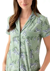 Yummy Printed Notch Collar Pajama Set