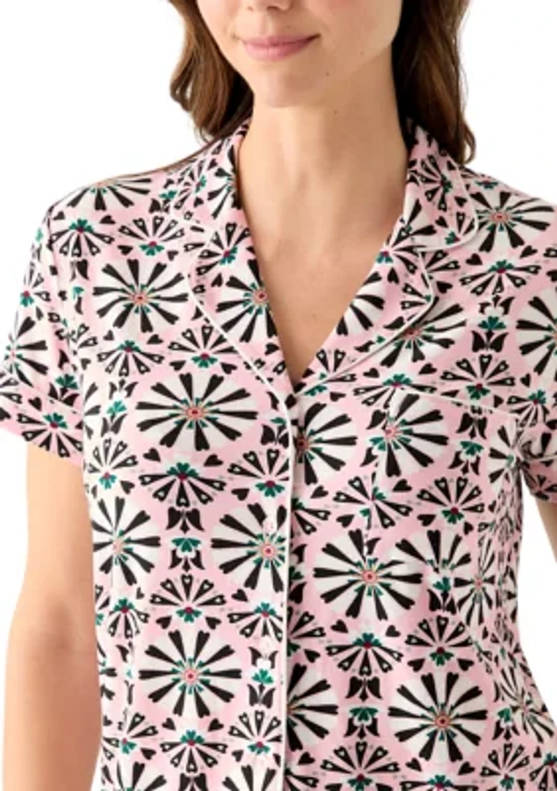 Yummy Printed Notch Collar Pajama Set