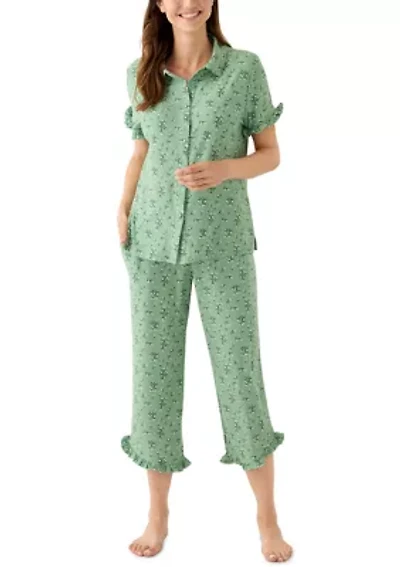 Women's Short Sleeve Ruffle Pajama Set