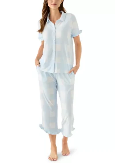 Women's Short Sleeve Ruffle Pajama Set