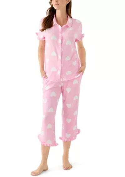 Women's Short Sleeve Ruffle Pajama Set