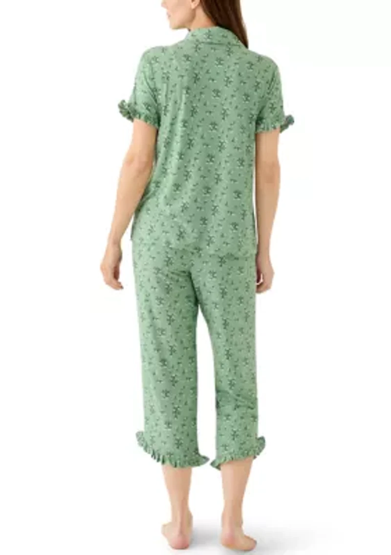 Women's Short Sleeve Ruffle Pajama Set