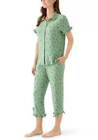 Women's Short Sleeve Ruffle Pajama Set