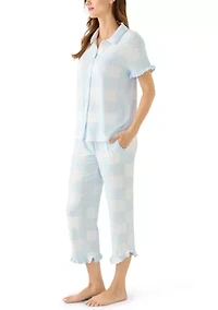 Women's Short Sleeve Ruffle Pajama Set