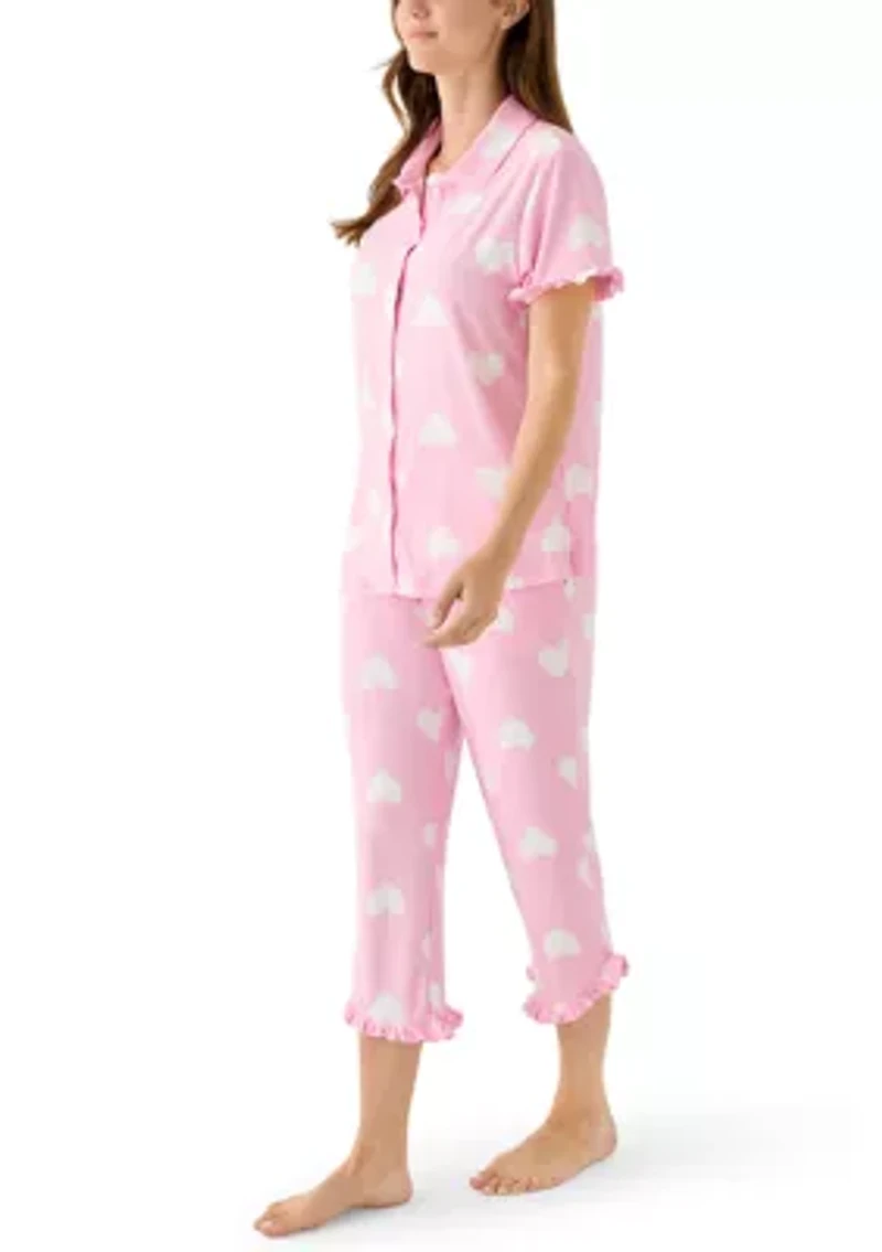 Women's Short Sleeve Ruffle Pajama Set