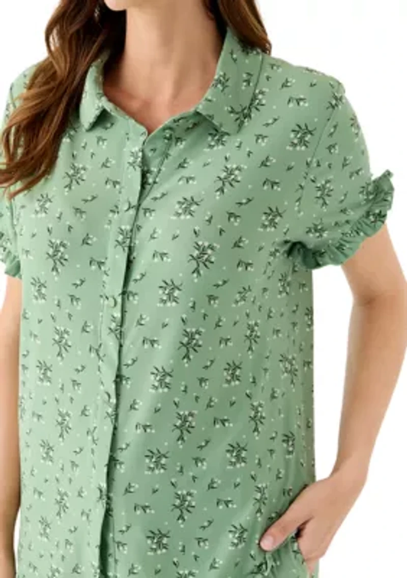 Women's Short Sleeve Ruffle Pajama Set