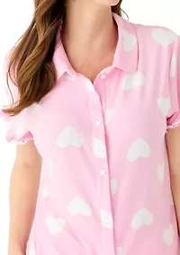 Women's Short Sleeve Ruffle Pajama Set