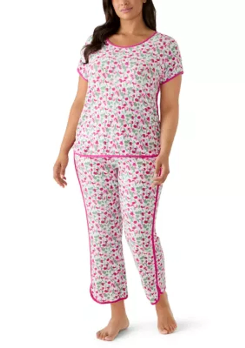 Plus Short Sleeve Crew Neck Yummy Pajama Set
