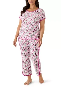 Plus Short Sleeve Crew Neck Yummy Pajama Set