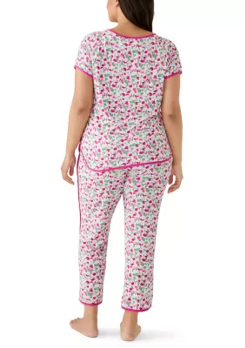 Plus Short Sleeve Crew Neck Yummy Pajama Set
