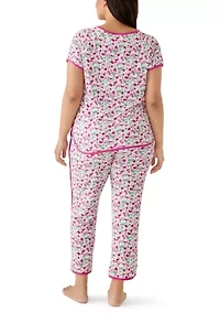 Plus Short Sleeve Crew Neck Yummy Pajama Set