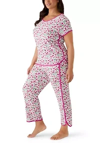 Plus Short Sleeve Crew Neck Yummy Pajama Set