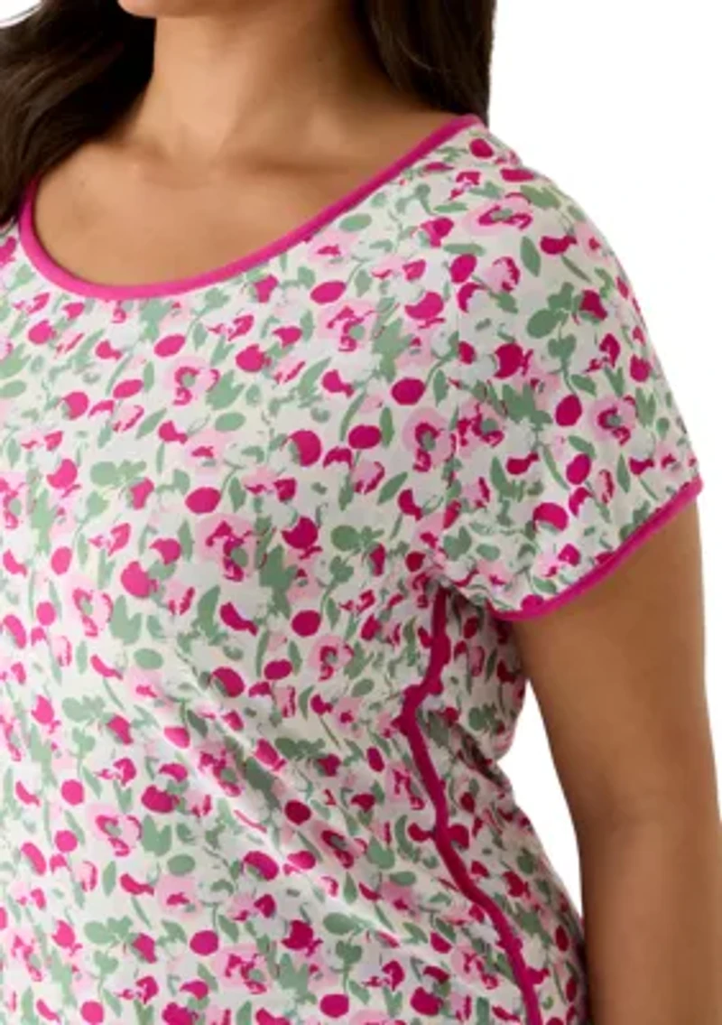 Plus Short Sleeve Crew Neck Yummy Pajama Set