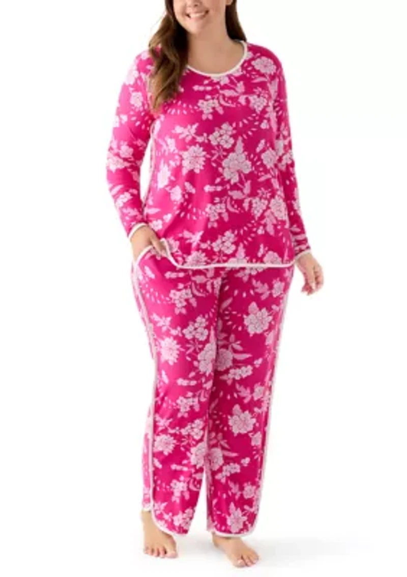 Plus Long Sleeve Pajama Top & Pants Set