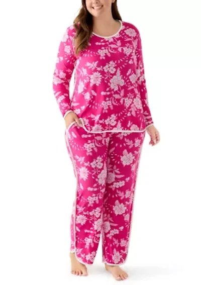 Plus Long Sleeve Pajama Top & Pants Set