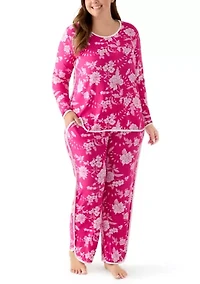 Plus Long Sleeve Pajama Top & Pants Set