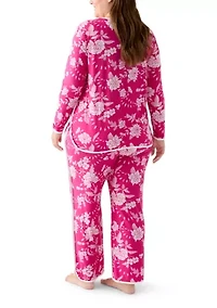 Plus Long Sleeve Pajama Top & Pants Set