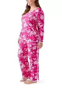 Plus Long Sleeve Pajama Top & Pants Set