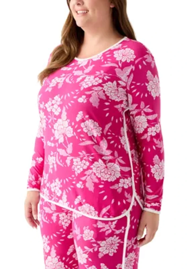 Plus Long Sleeve Pajama Top & Pants Set