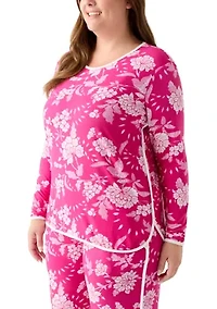Plus Long Sleeve Pajama Top & Pants Set