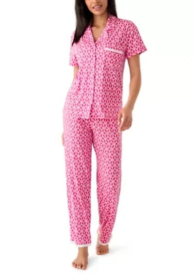 Women's Short Sleeve Cropped Notch Pant Set