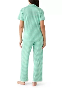 Women's Short Sleeve Cropped Notch Pant Set