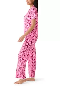 Women's Short Sleeve Cropped Notch Pant Set