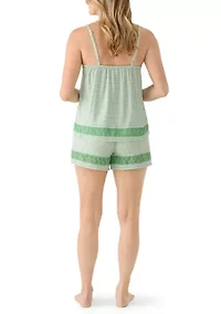 Women's Sleeveless Tank Eyelet Shorts Pajama Set