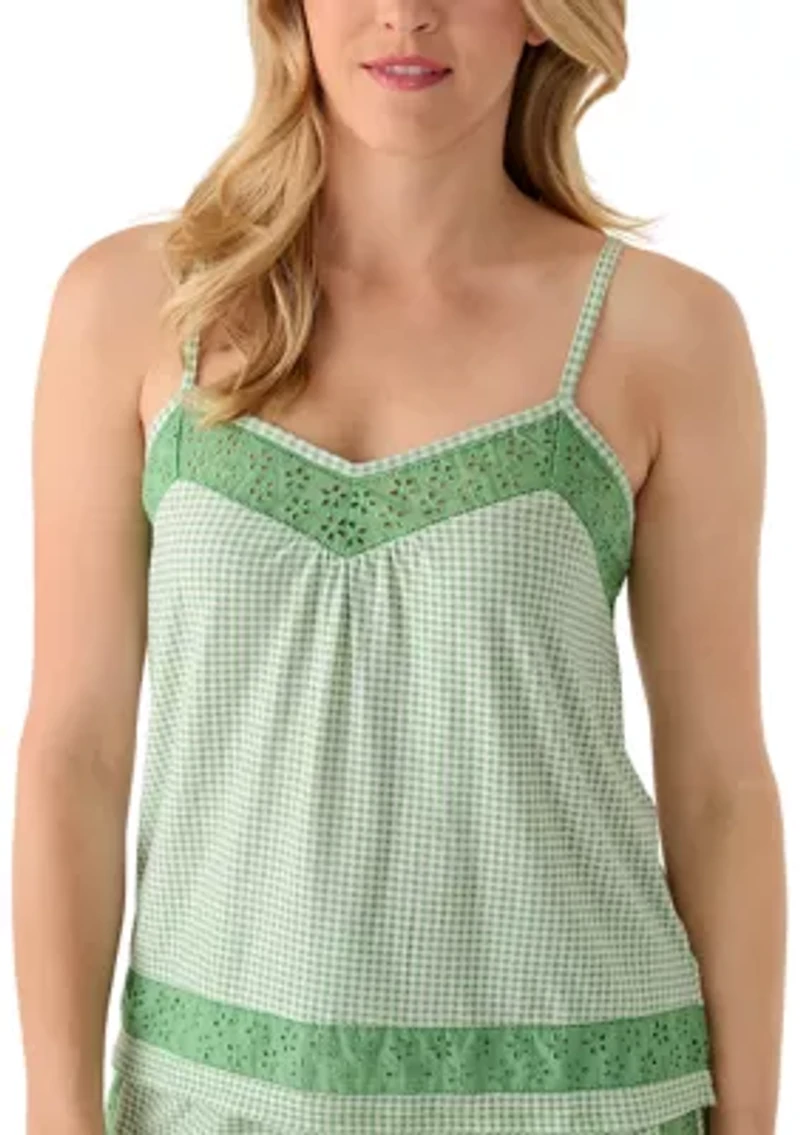 Women's Sleeveless Tank Eyelet Shorts Pajama Set