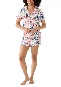 Women's Shirt and Shorts Print Pajama Set