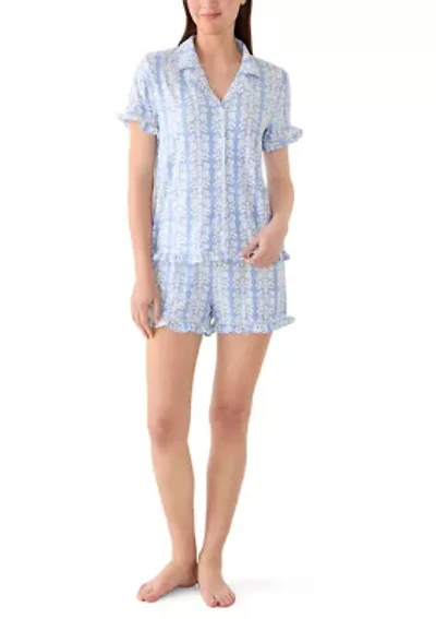 Women's Shirt and Shorts Print Pajama Set