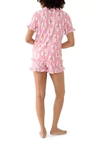 Women's Shirt and Shorts Print Pajama Set