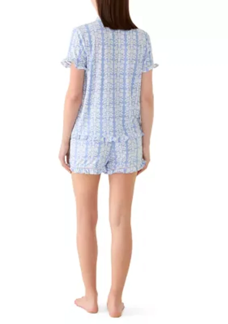 Women's Shirt and Shorts Print Pajama Set