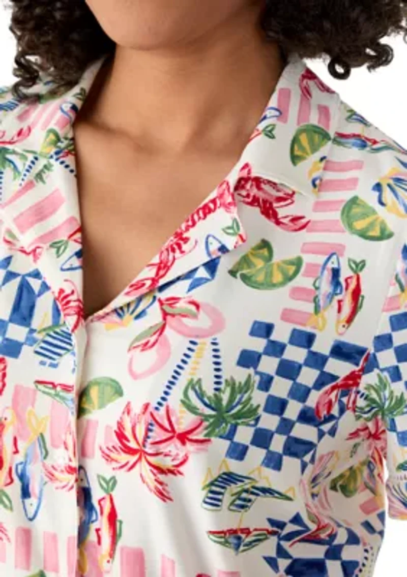 Women's Shirt and Shorts Print Pajama Set