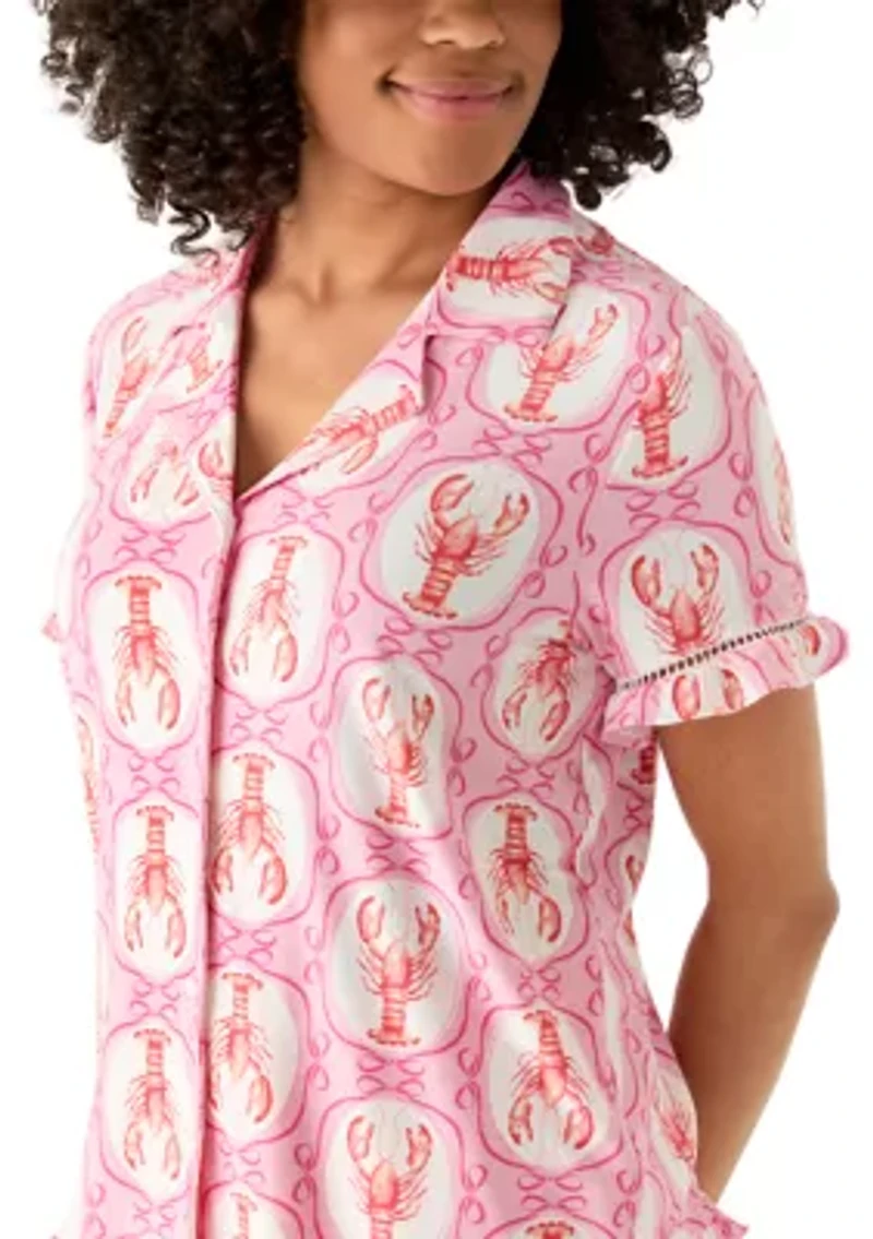 Women's Shirt and Shorts Print Pajama Set