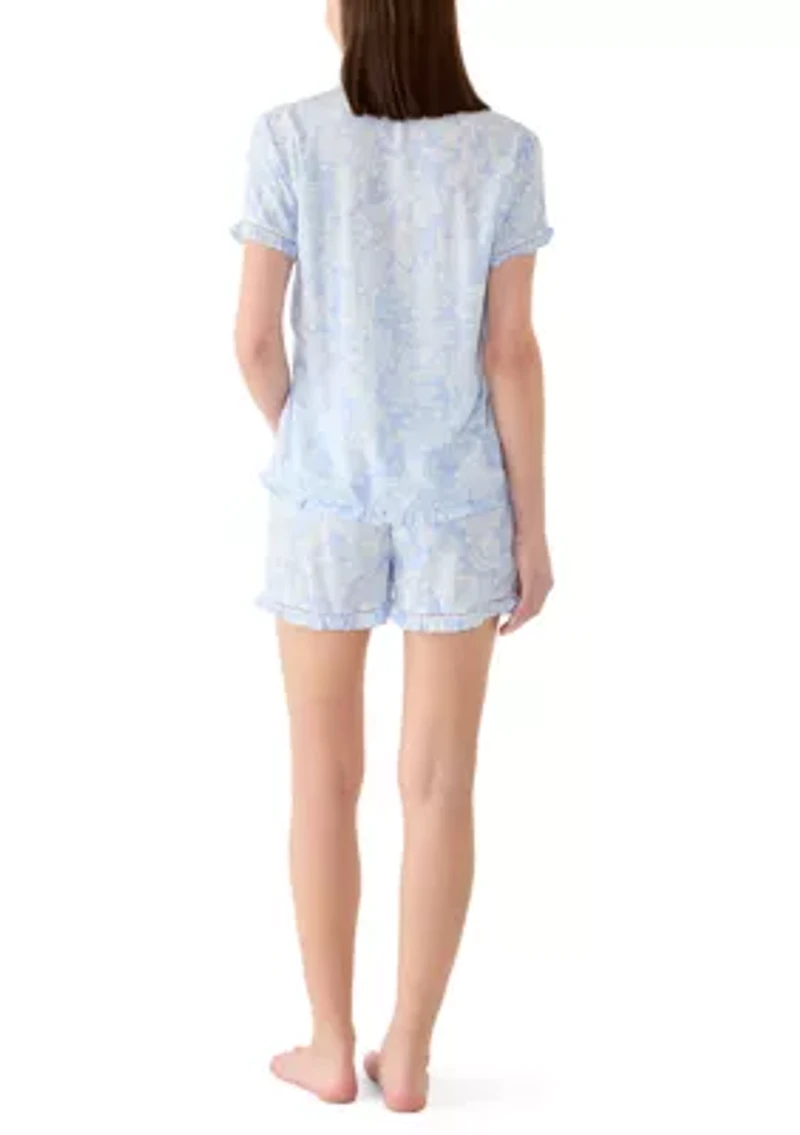 Women's Print Shirt and Shorts Set