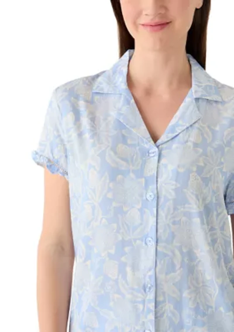 Women's Print Shirt and Shorts Set