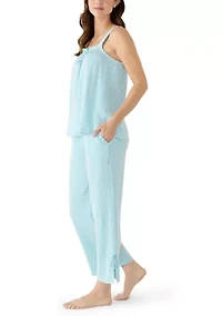 Sleeveless Bow Knit Seersucker Pajama Set