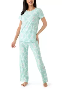 Women's Knit Shirt and Pants Pajama Set