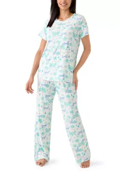 Women's Knit Shirt and Pants Pajama Set