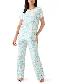 Women's Knit Shirt and Pants Pajama Set