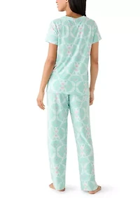 Women's Knit Shirt and Pants Pajama Set