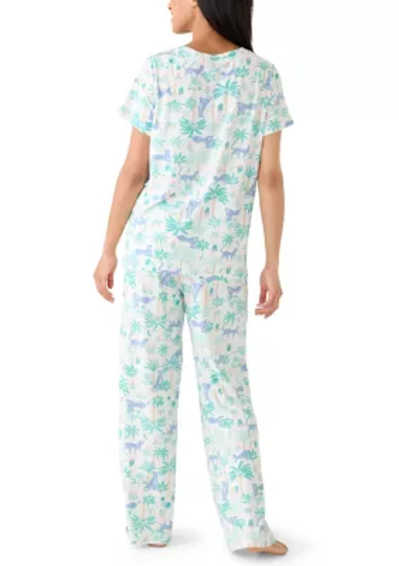 Women's Knit Shirt and Pants Pajama Set