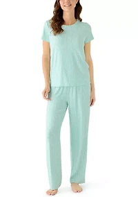 Women's Short Sleeve Shirt and Pants Pajama Set