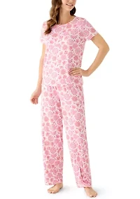 Women's Short Sleeve Shirt and Pants Pajama Set