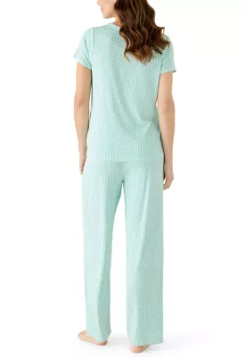 Women's Short Sleeve Shirt and Pants Pajama Set