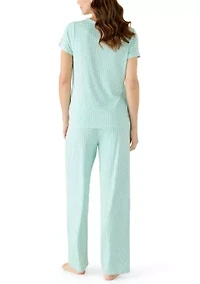 Women's Short Sleeve Shirt and Pants Pajama Set