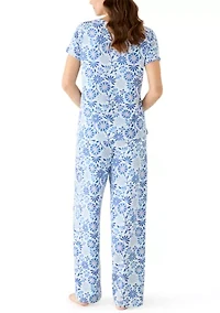 Women's Short Sleeve Shirt and Pants Pajama Set