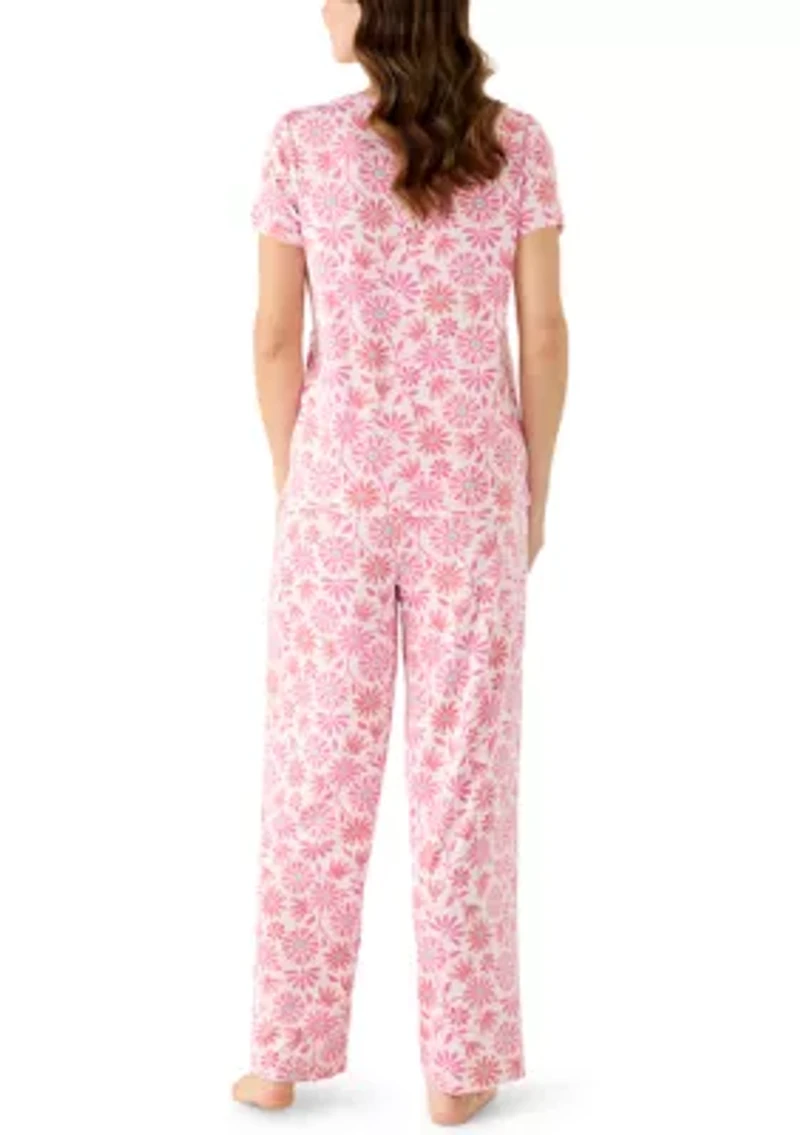 Women's Short Sleeve Shirt and Pants Pajama Set