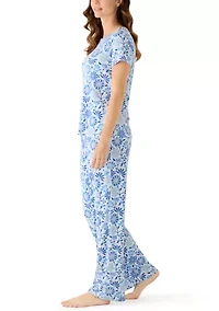 Women's Short Sleeve Shirt and Pants Pajama Set